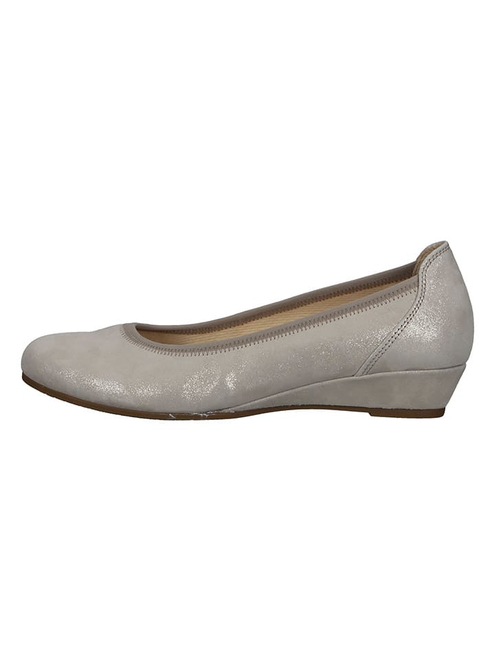 Gabor Leder-Keilballerinas in Grau günstig kaufen