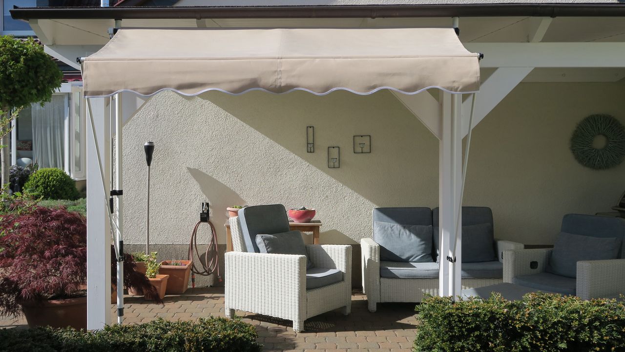 Grasekamp Klemmmarkise Ontario 205x130cm Sand Beige Balkonmarkise höhenverstellbar von 200 cm – 320 cm