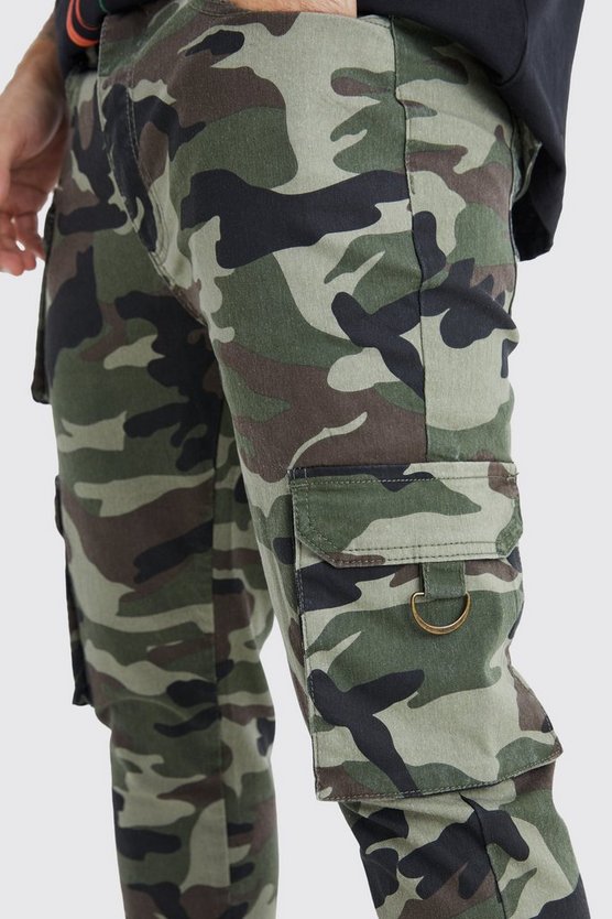 Skinny Camouflage Cargo-Hose mit Taschen