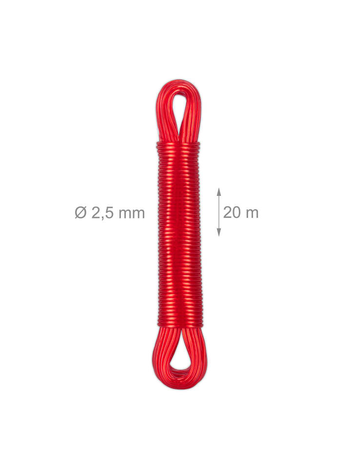 relaxdays 3 x Wäscheleine in Rot - 20 m günstig kaufen onesize