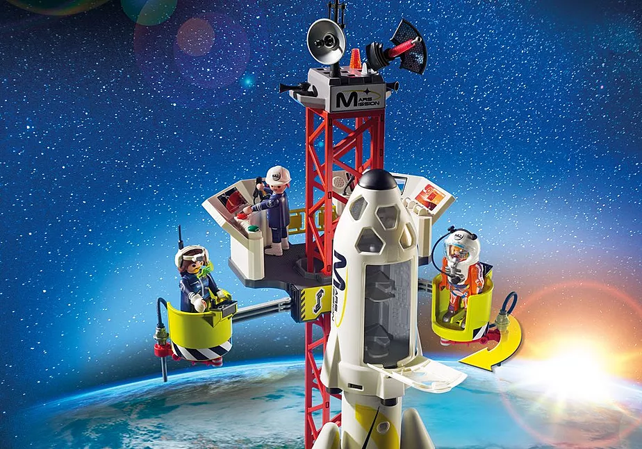 Mars-Rakete mit Startrampe