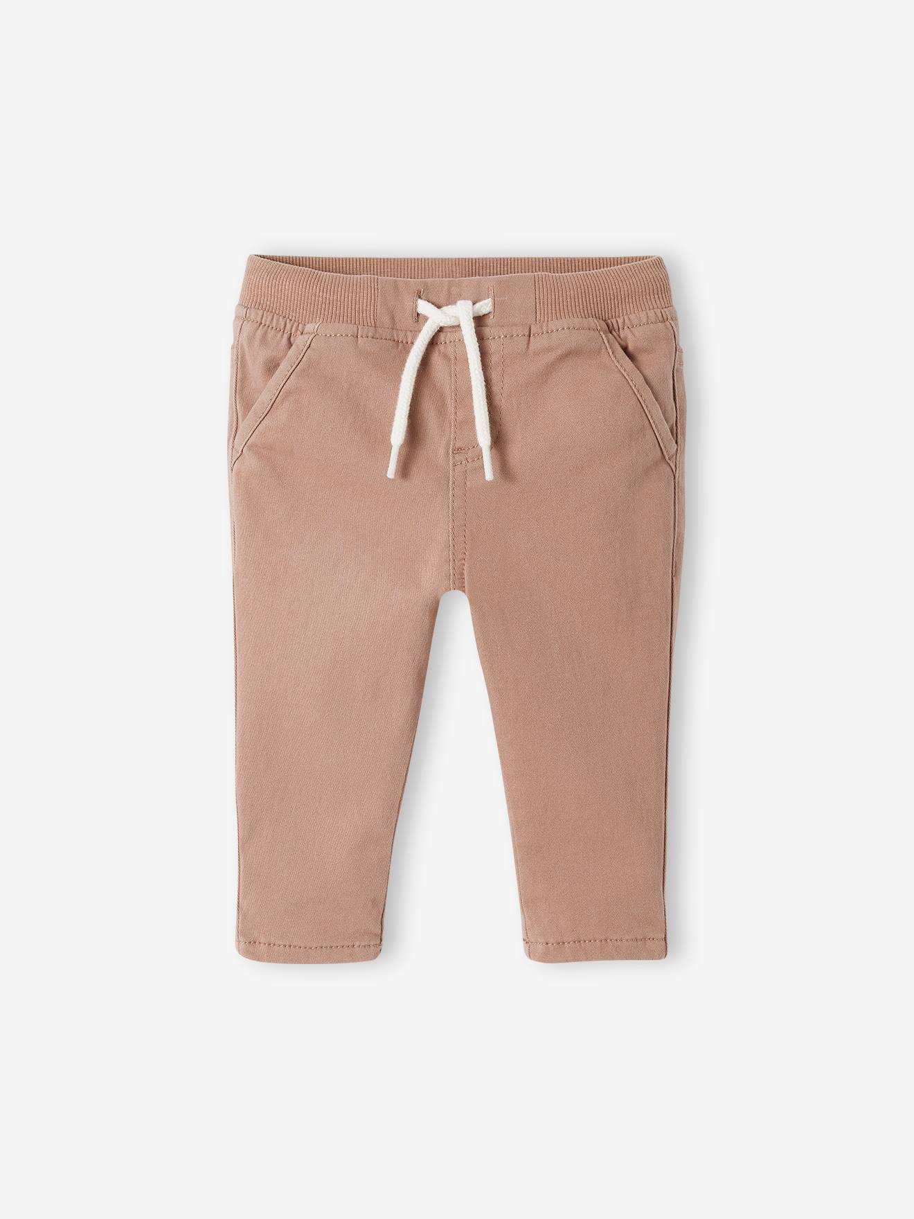 Pantalon en sergé doublé bébé garçon beige poudré