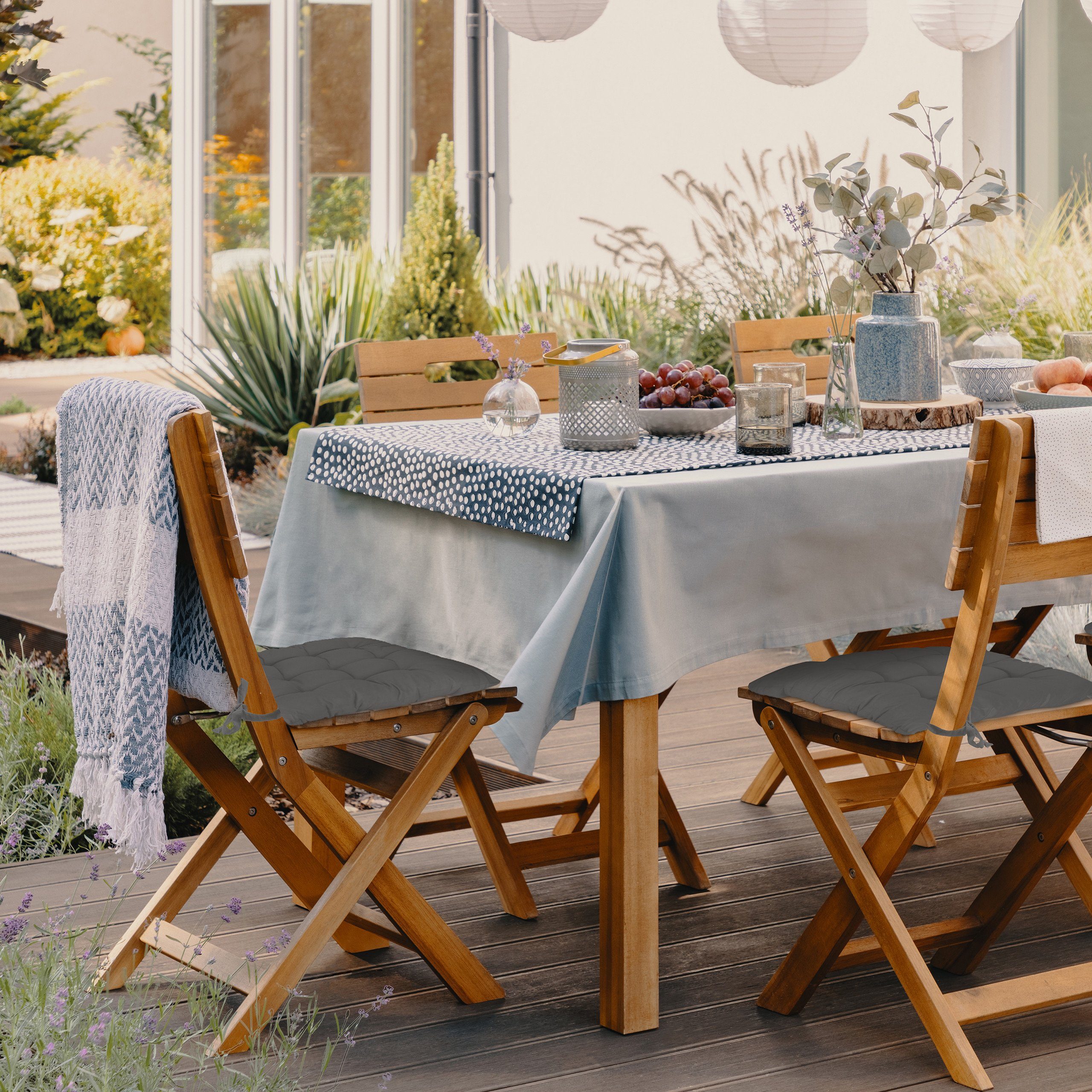 relaxdays Stuhlkissen 4er Set Stuhlkissen grau