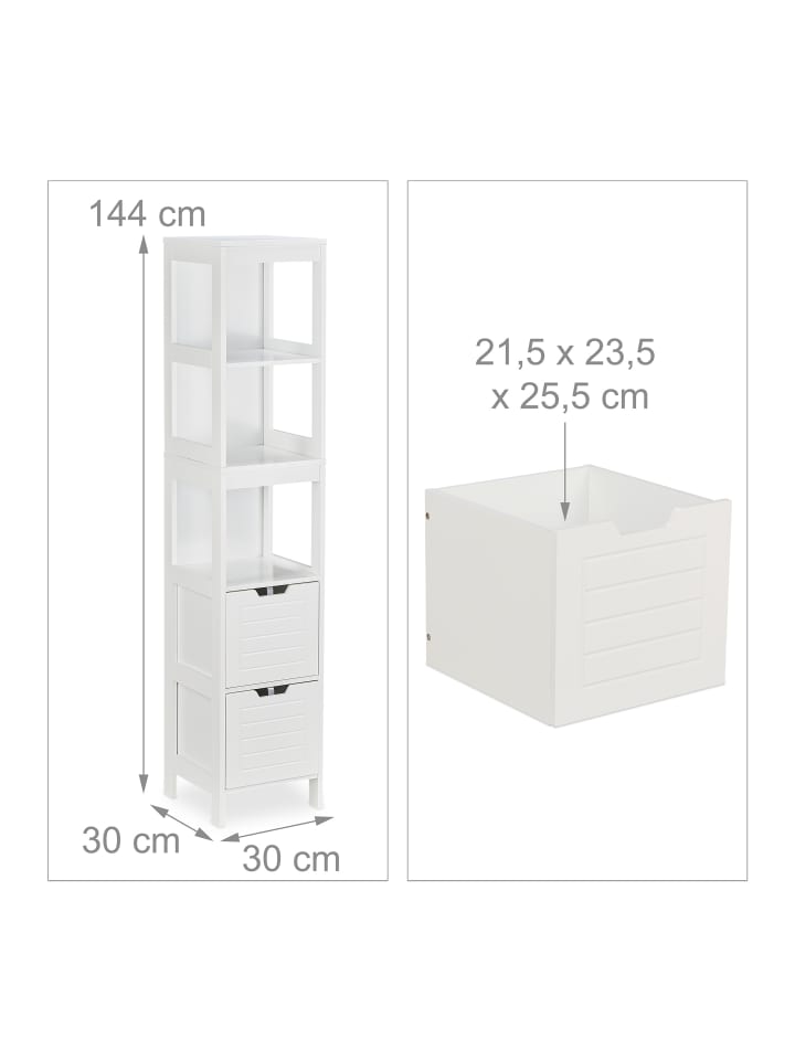 relaxdays Badezimmerschrank in Weiß - (B)30 x (H)144 x (T)30 cm günstig kaufen onesize