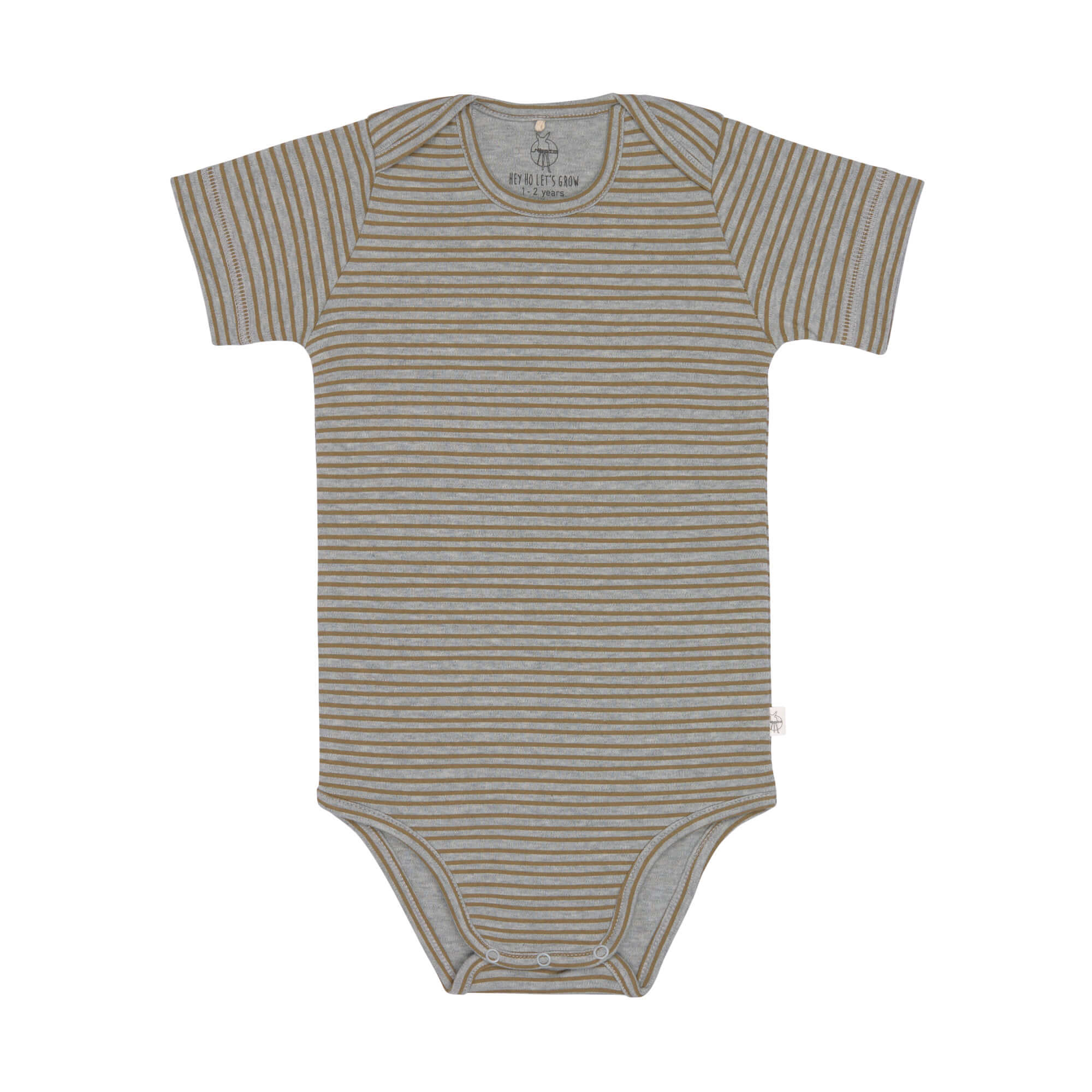 Baby Body kurzarm - Bio Baumwolle, Streifen, Grau meliert