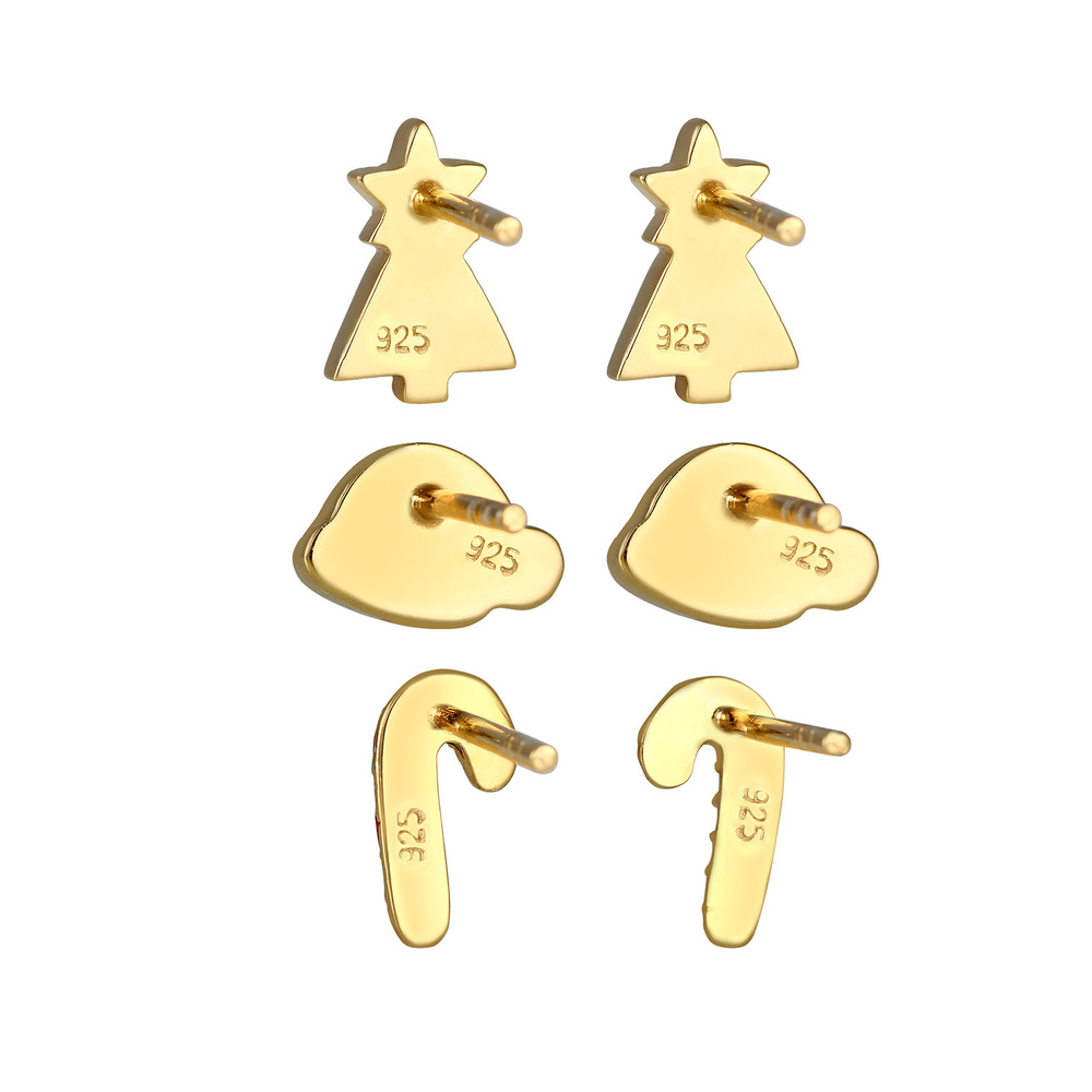 Elli Elli Boucles d'Oreilles Femme Motif de Noël avec Cristaux  en Argent Sterling 925 Boucles d'oreilles