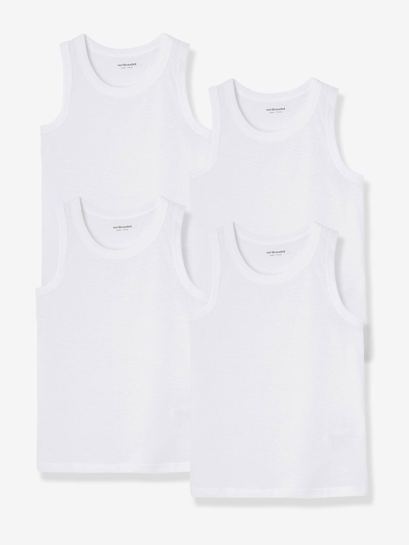 Lot de 4 débardeurs garçon BASICS blanc