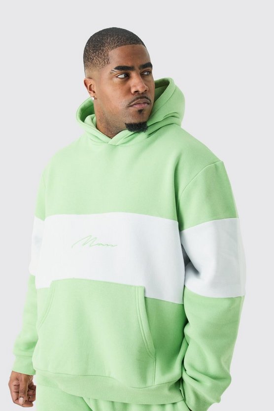 Plus Colorblock Man Trainingsanzug mit Kapuze