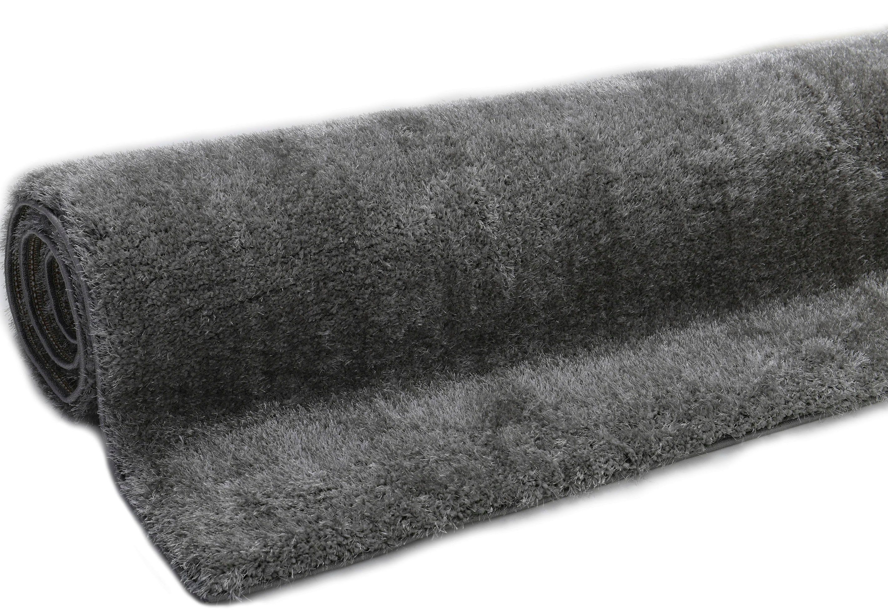 Hochflor-Teppich Amina, my home, rechteckig, Höhe: 43 mm, Shaggy in Uni-Farben, einfarbig, leicht glänzend, besonders weich