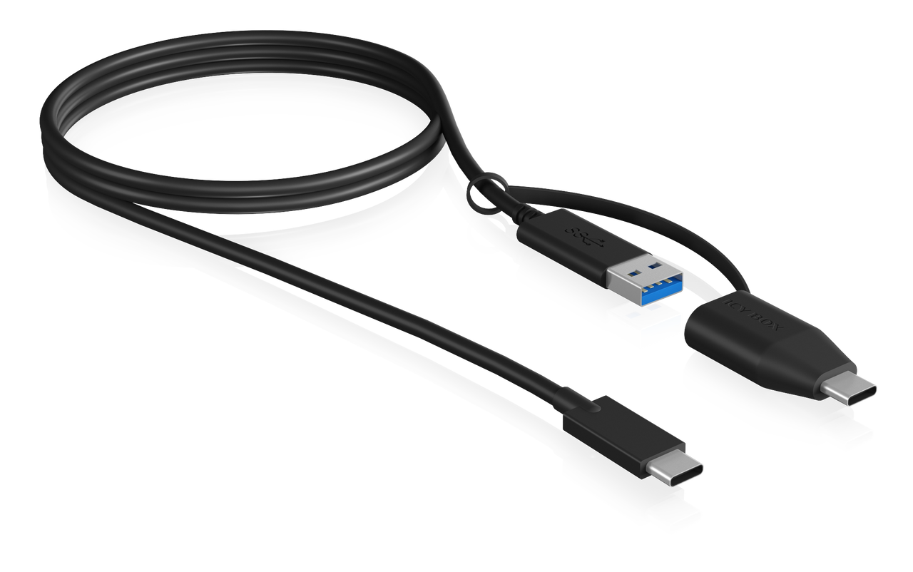 ICY BOX IB-CB034, USB-C zu USB-A Kabel   USB-A zu USB-C Adapter, 100 cm, USB 3.2 (Gen 2) 10 Gbit/s, schwarz