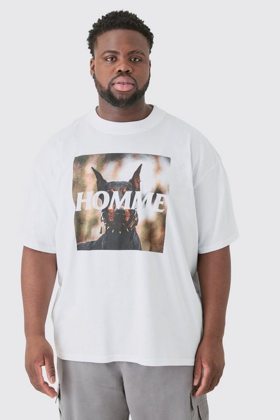 Plus Oversize T-Shirt mit Homme Dobermann Print