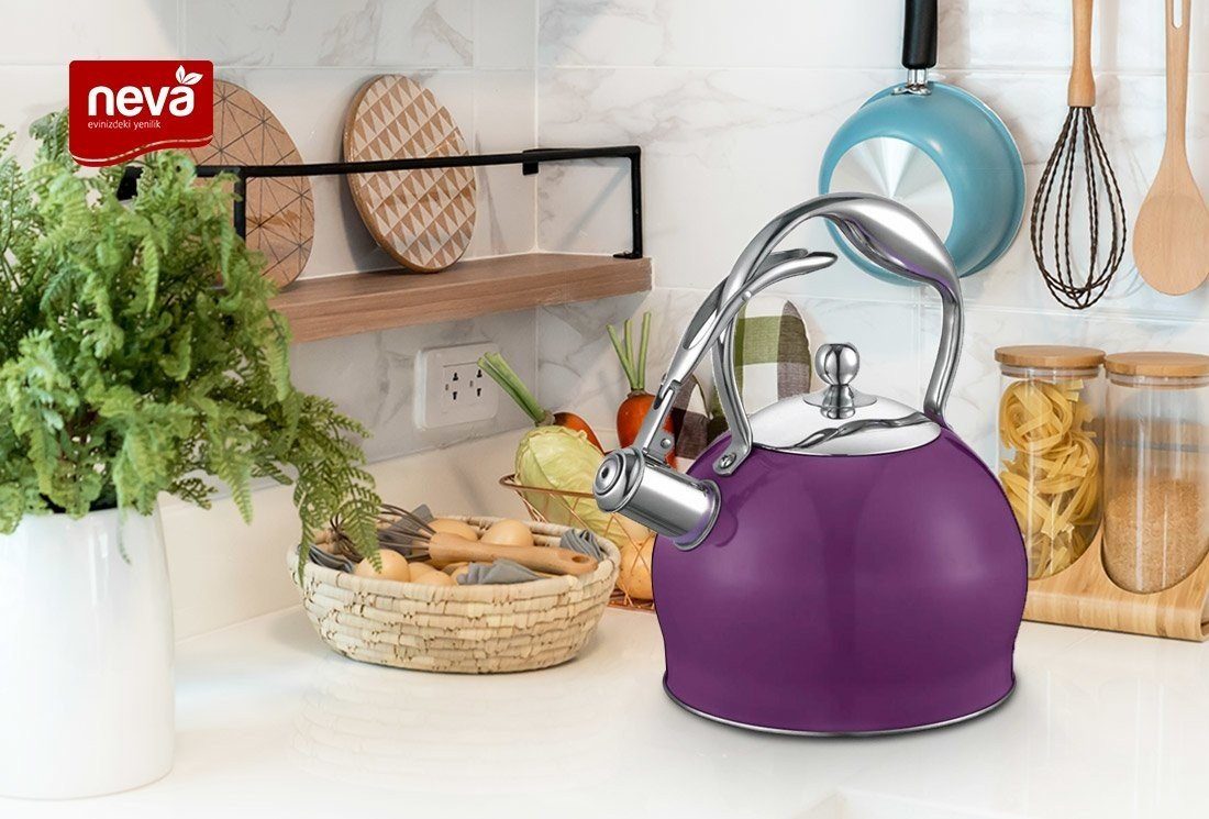 Neva Wasserkessel Hochwertiger Pfeifkessel Lila 2,2L