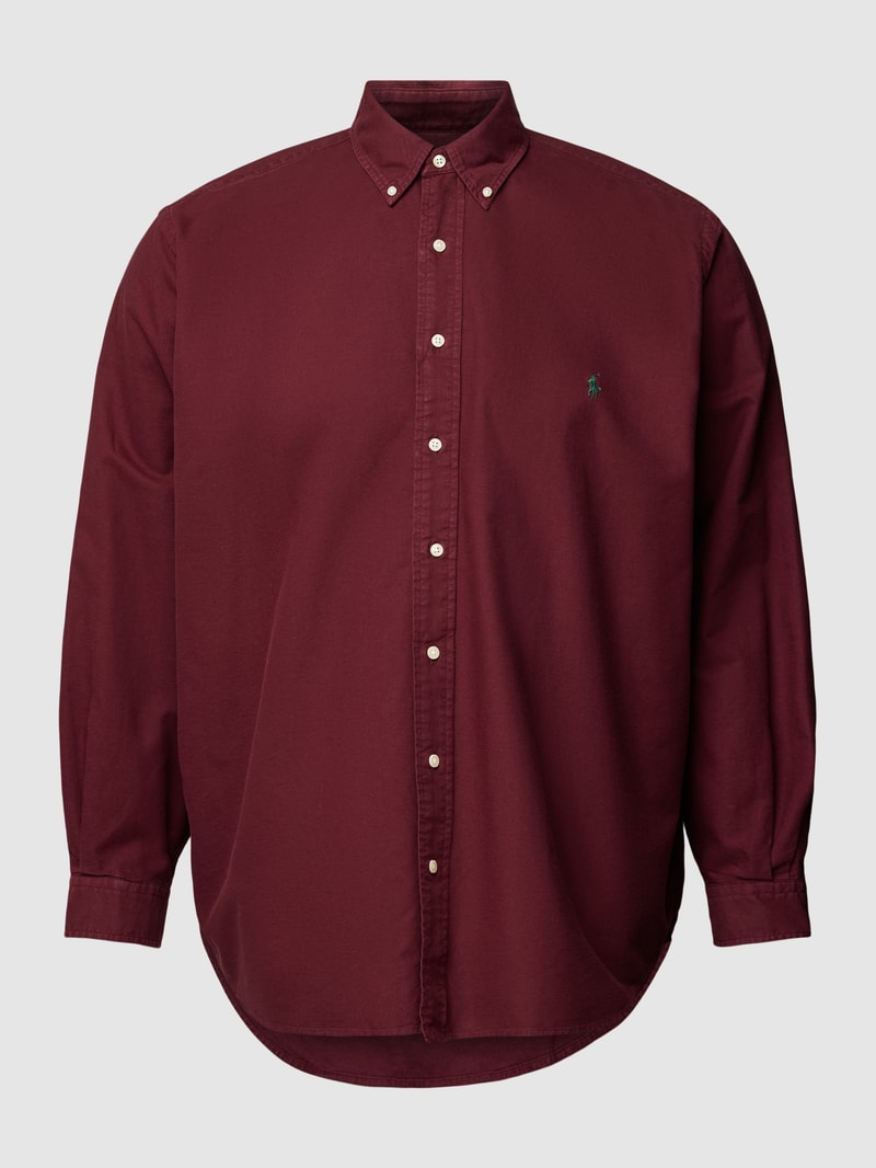 PLUS SIZE Freizeithemd mit Label-Stitching in bordeaux rot