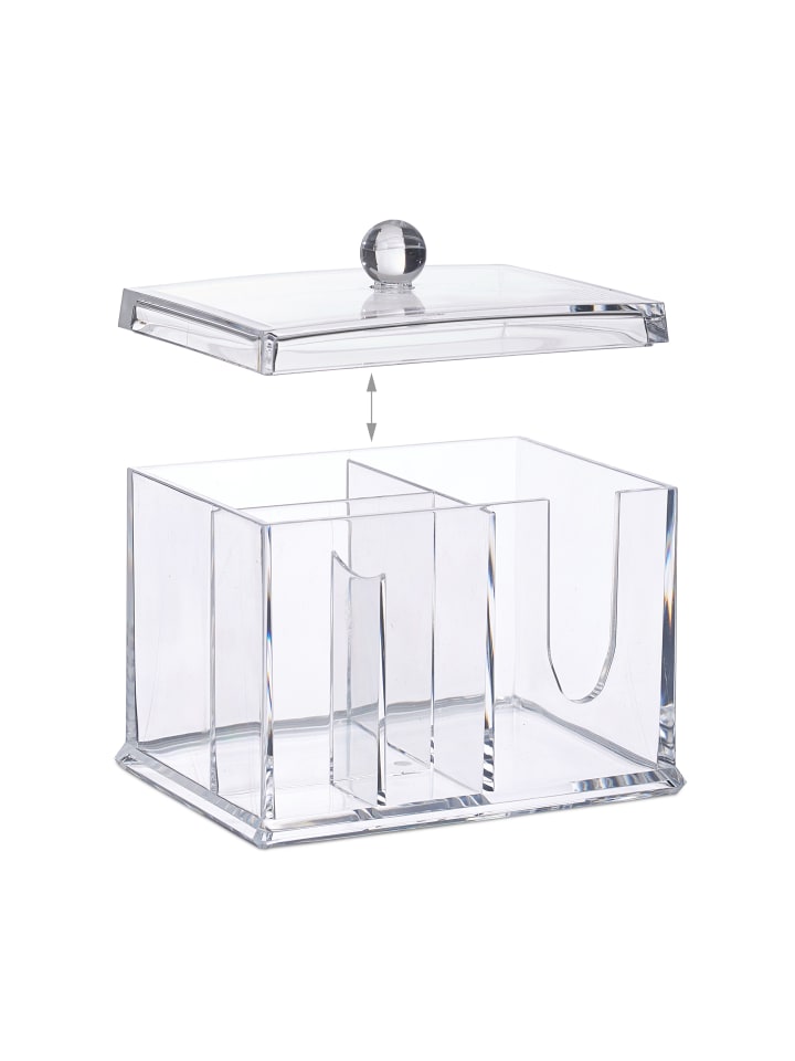 relaxdays Wattestäbchen Aufbewahrung in Transparent günstig kaufen onesize