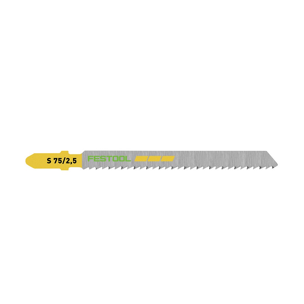 FESTOOL 75mm x 2.5mm T-Shank Jigsaw Blade for Wood Cutting - FINE - 5 Piece 204256