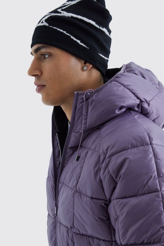 Kastige Steppjacke mit Kapuze