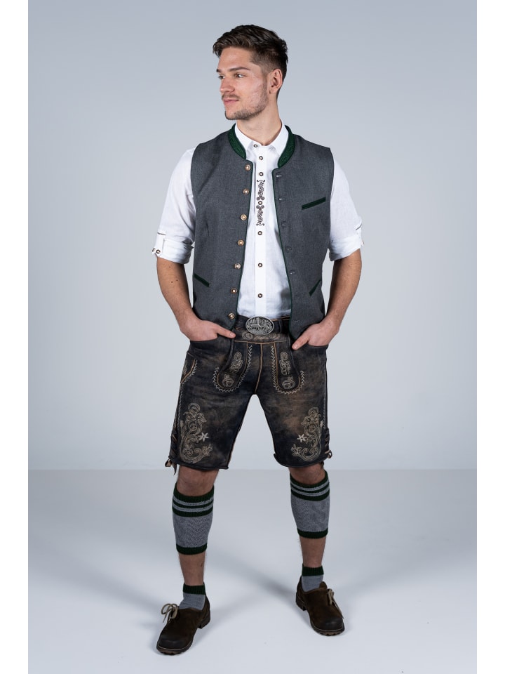 Edelnice Kurze Wildbock Lederhose Alex in dunkelbraun günstig kaufen