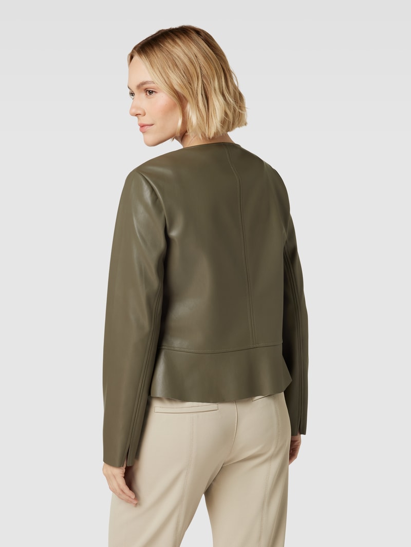 Jacke in Leder-Optik in khaki