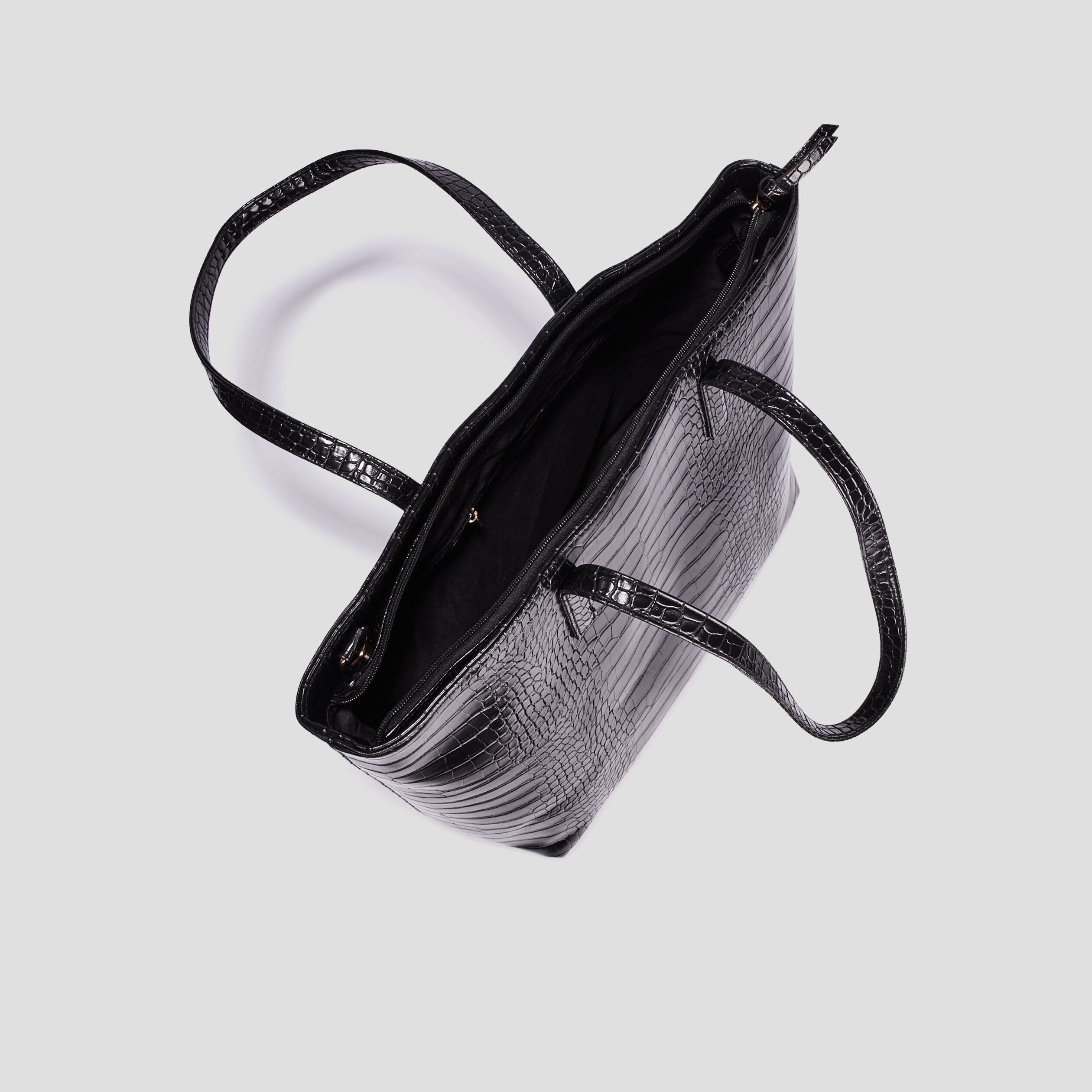 Sac cabas texturé noir femme | La Halle