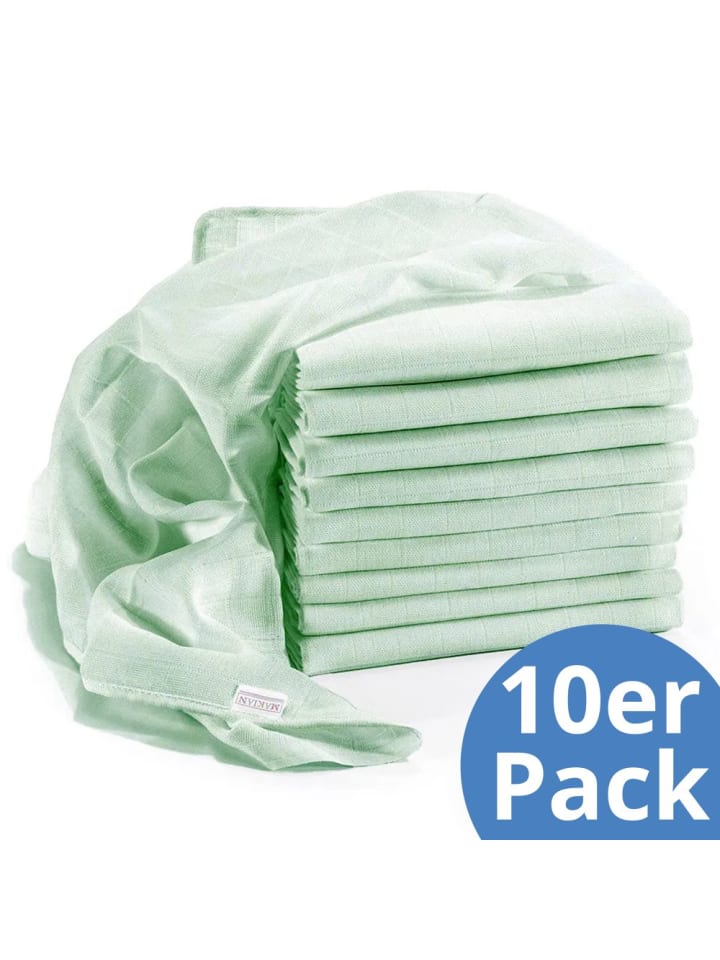 Makian Mullwindel / Mulltuch 10er Pack 80 x 80 cm - Mint in gruen günstig kaufen onesize