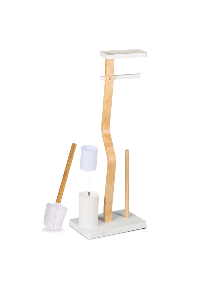 relaxdays WC Garnitur in Weiß/ Natur - (B)30 x (H)80 x (T)20 cm günstig kaufen onesize