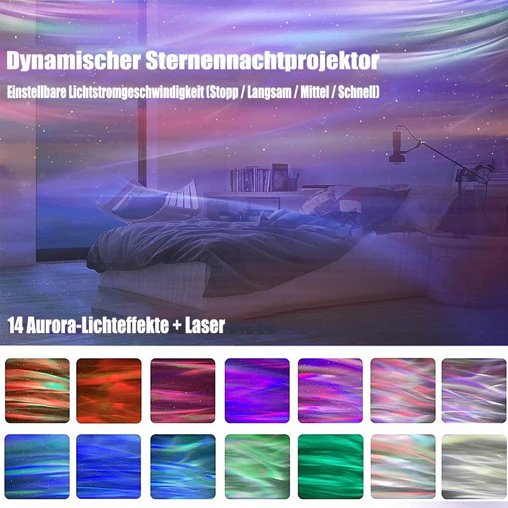 XIIW LED-Sternenhimmel LED Sternenhimmel Projektor Lampe Nachtlicht Galaxy mit Bluetooth, Musiklautsprecher Sternenlicht Wasserwellen Nachtlichter Timer, für Party Weihnachten Ostern Halloween Kinder Zimmer