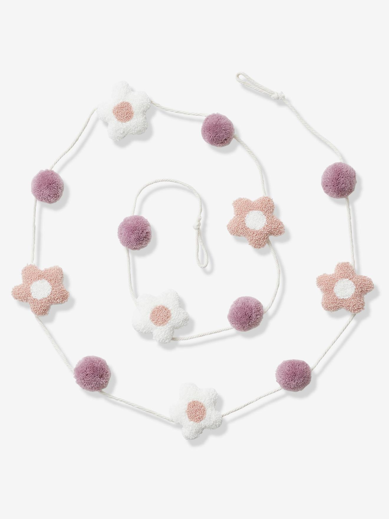Vertbaudet Kinderzimmer Girlande mit Blumen - rosa bedruckt