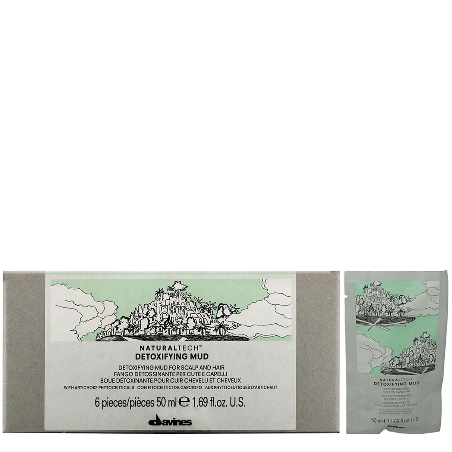 Davines Detoxifying Mud Argile détox pour les cheveux et le cuir chevelu 6x50 ml