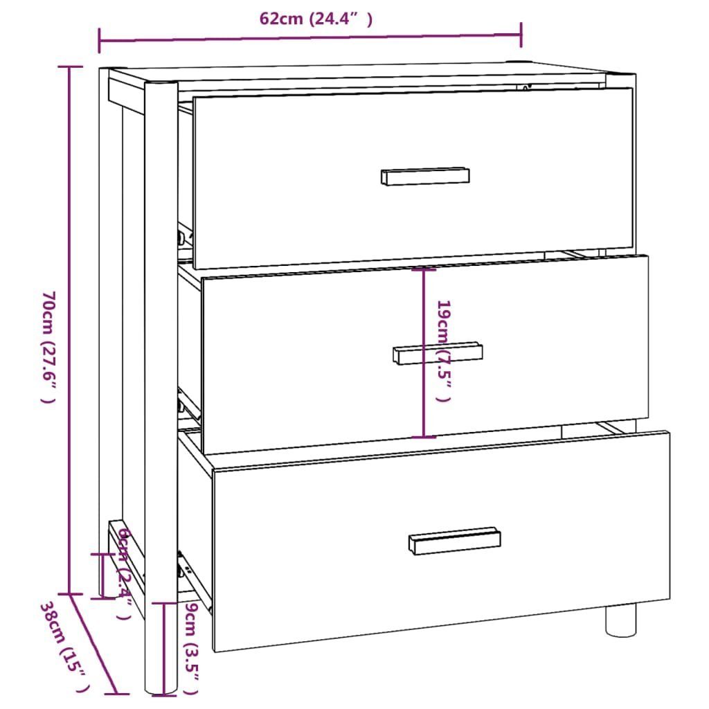 vidaXL Sideboard Sideboard Weiß 62x38x70 cm Holzwerkstoff (1 St)