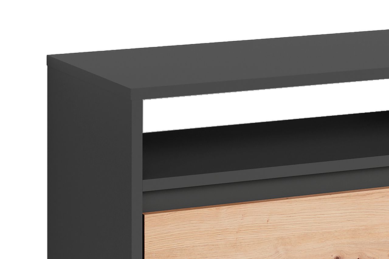 byLiving BLACKWOOD TV-Board, Breite 190 cm, anthrazit, Eiche-Optik