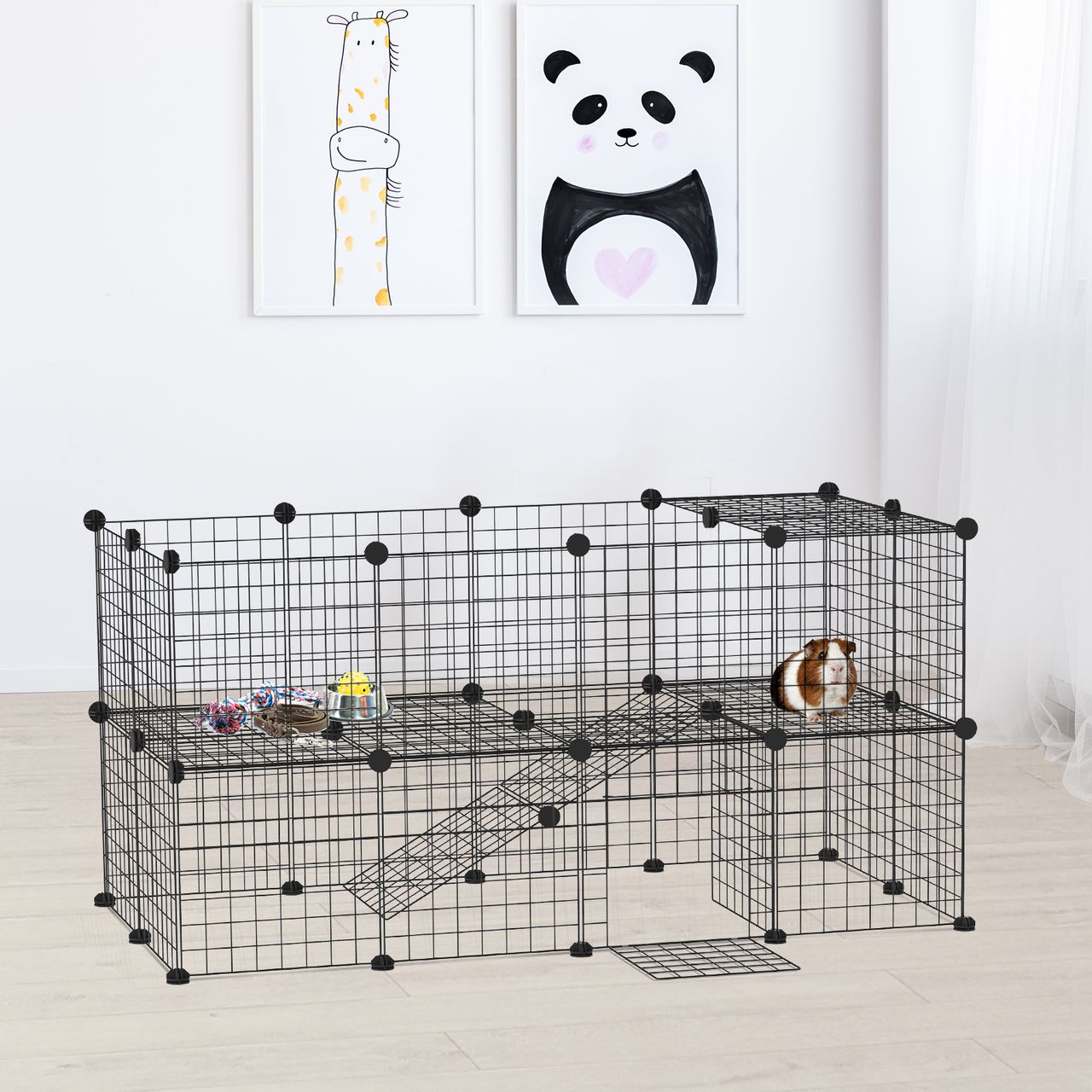 PawHut Freigehege Laufgitter DIY Welpenlaufstall Gittergehege Metallgitter