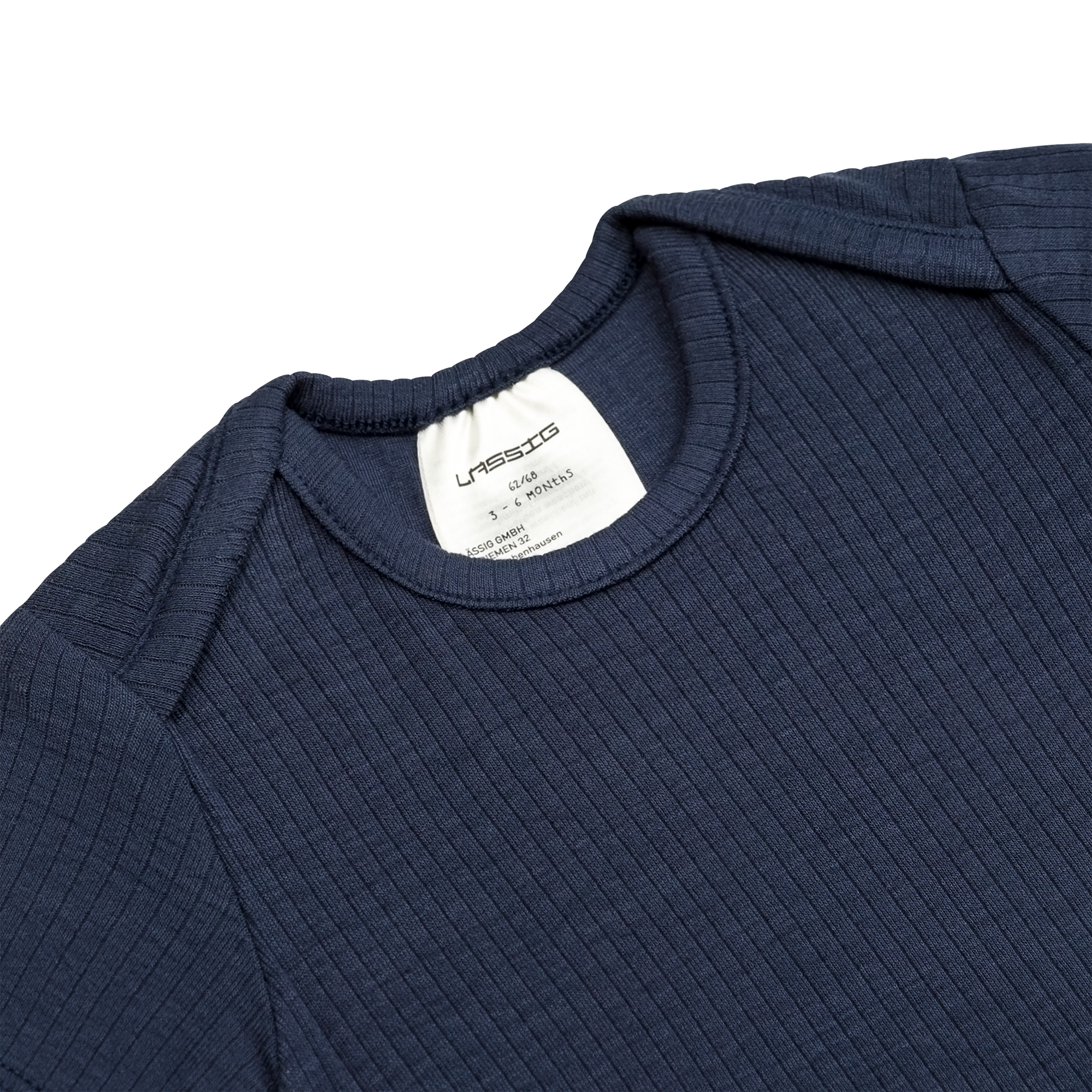 Baby Body Langarm - gerippt, Blau