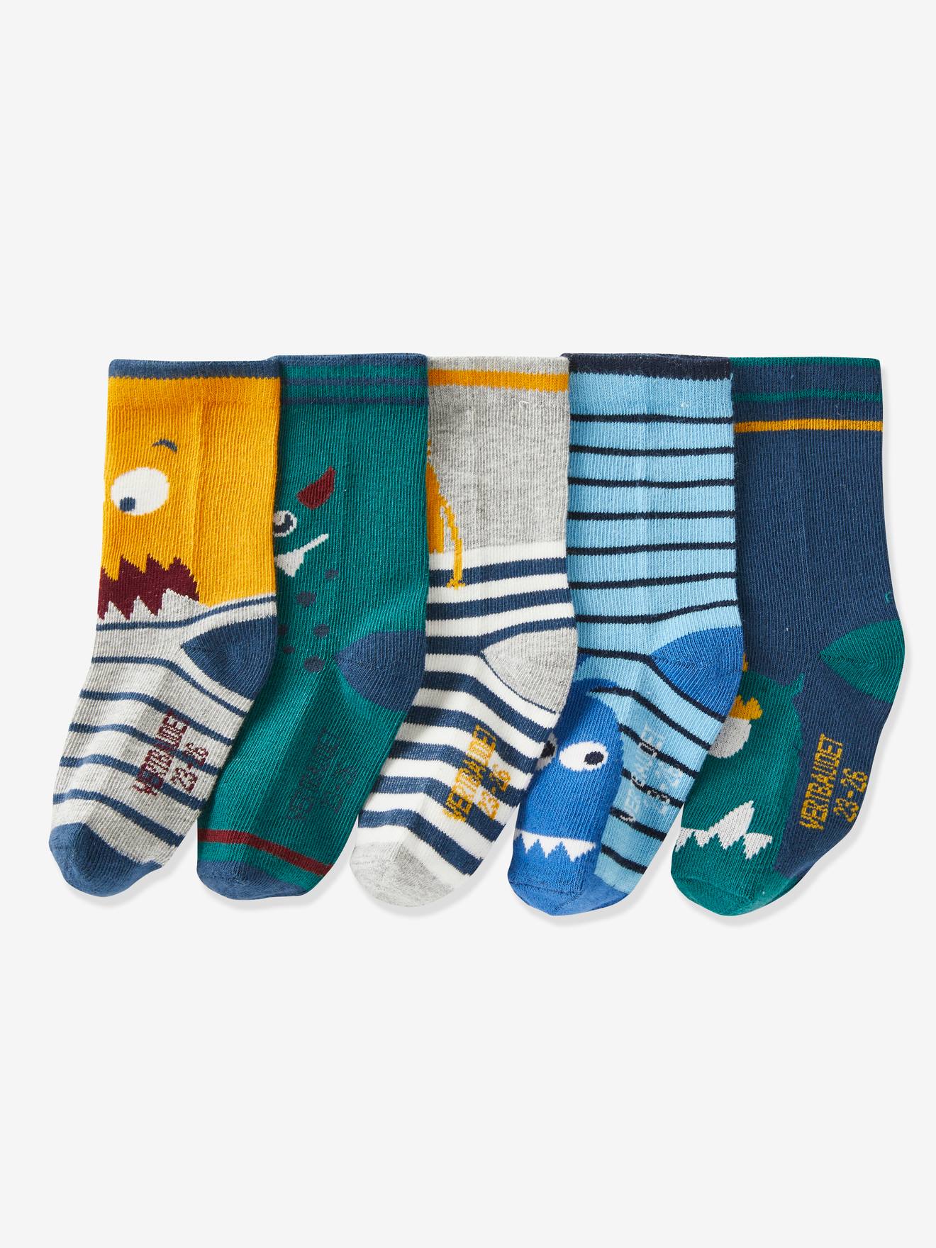 Lot de 5 paires de chaussettes monstres garçon lot vert