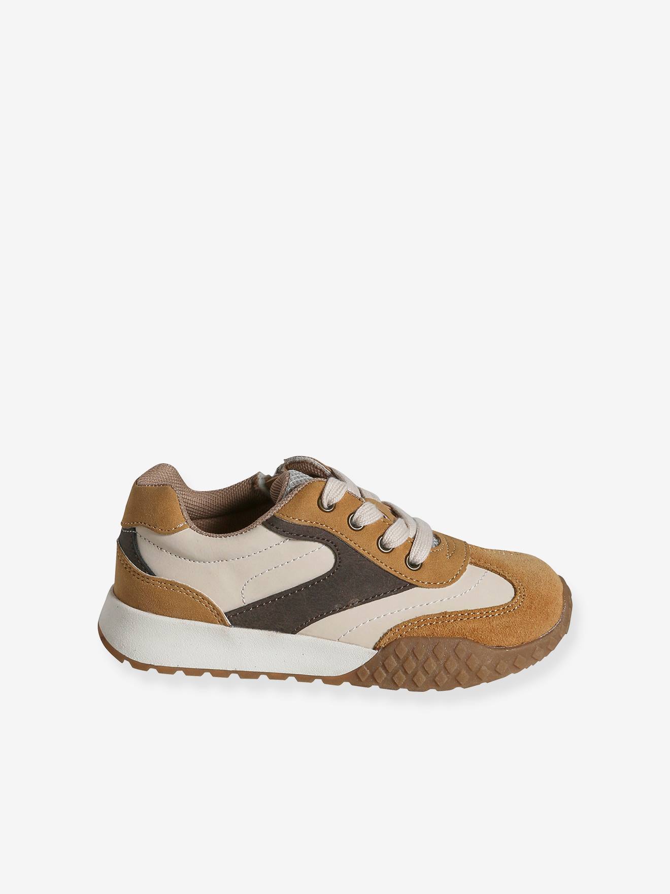 Vertbaudet Kinder Sneakers mit Reißverschluss und Anziehtrick - camel