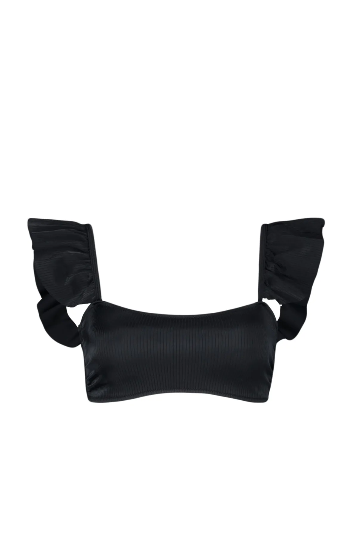 Trendyol Collection  Schwarzes Bralette-Bikinioberteil mit Rüschen und Struktur TBESS22BU0038