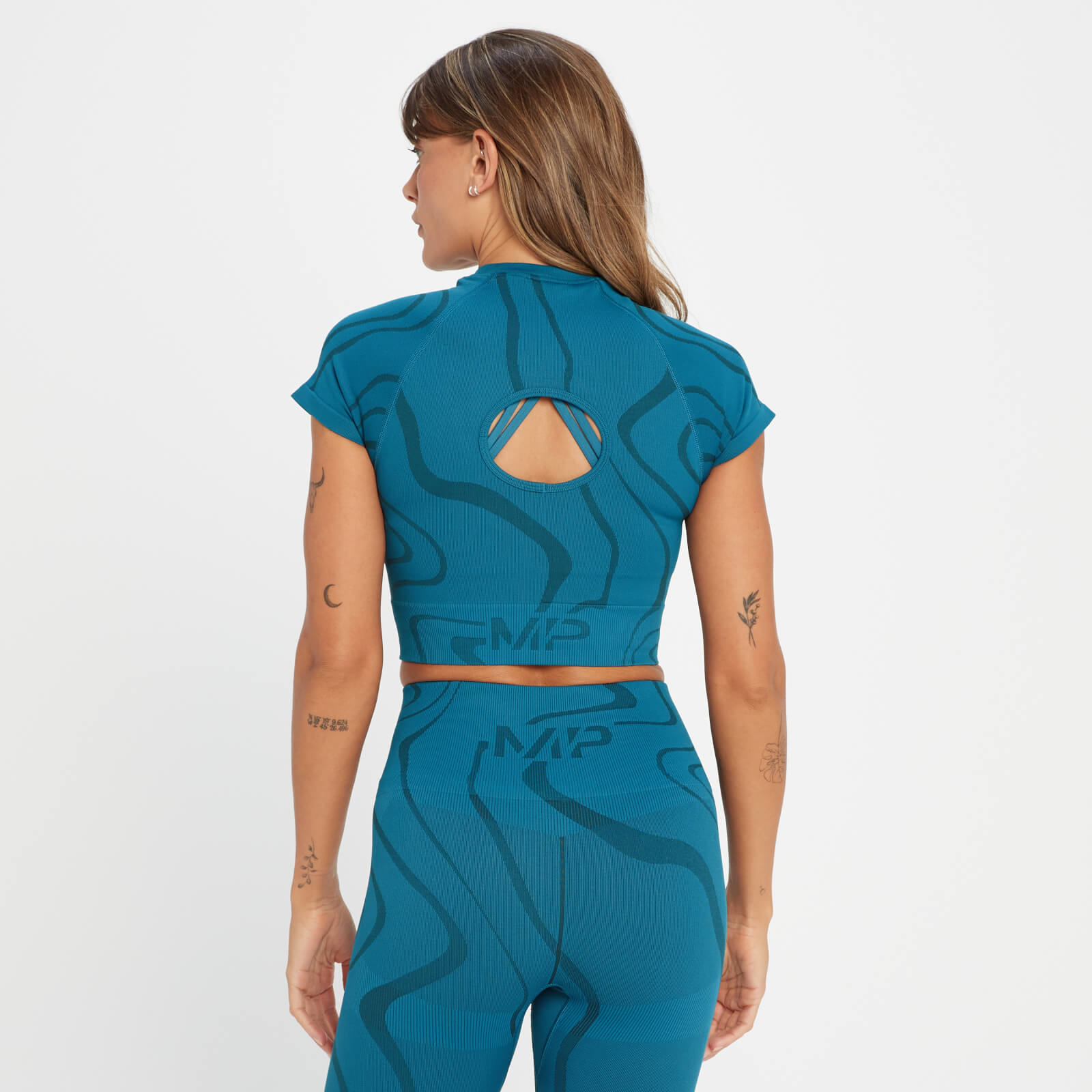Crop top sans coutures MP Tempo Wave pour femmes – Bleu sarcelle