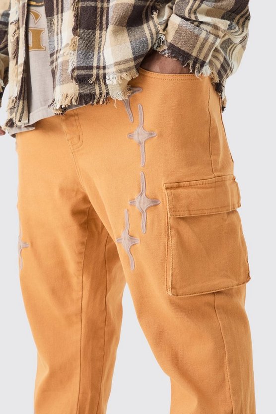 Plus Skinny Schlag Cargo-Hose mit Applikation