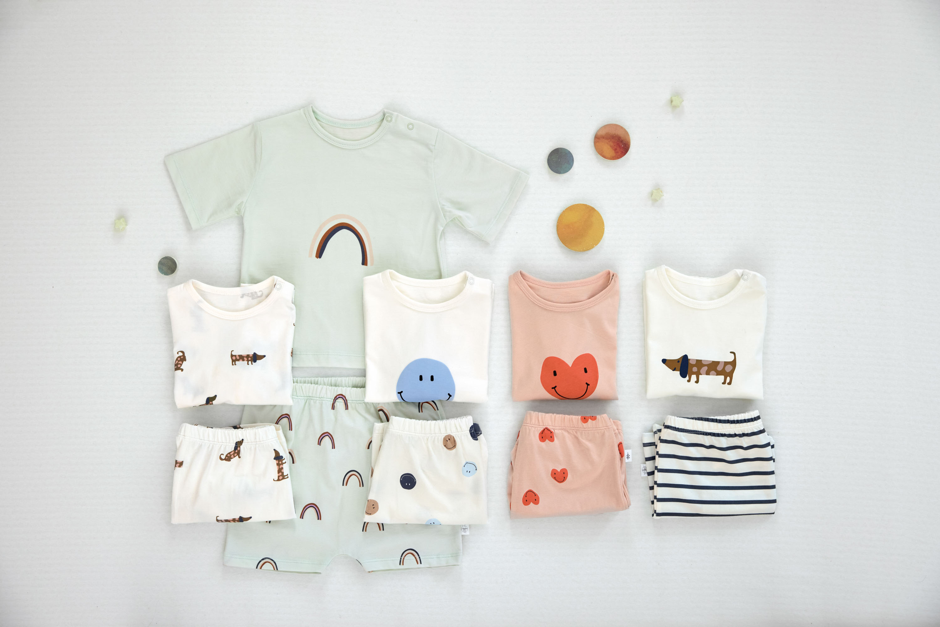Kinder Pyjama Kurz - Bio Baumwolle, Herzen Rosa