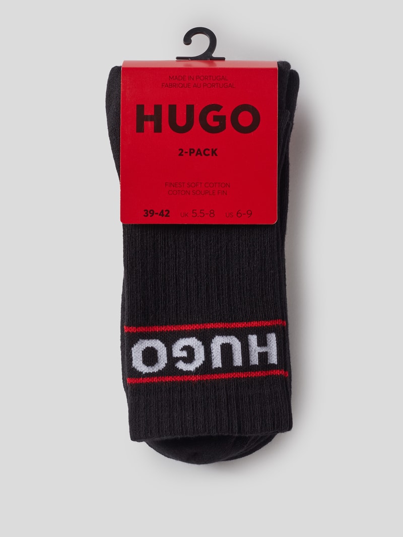 Socken mit Label-Print im 2er-Pack in schwarz