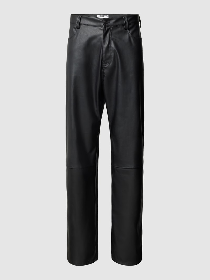 Lederhose mit Eingrifftaschen in schwarz