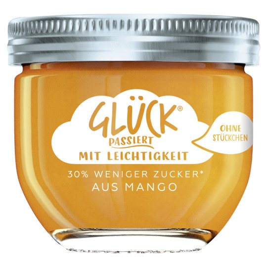 Glück Passiert Fruchtaufstrich Mango 30% weniger Zucker 230G