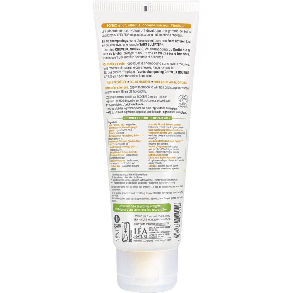 LÉA NATURE SO BiO étic Shampooing cheveux nourris, Karité bio & Cire de jojoba Shampooing