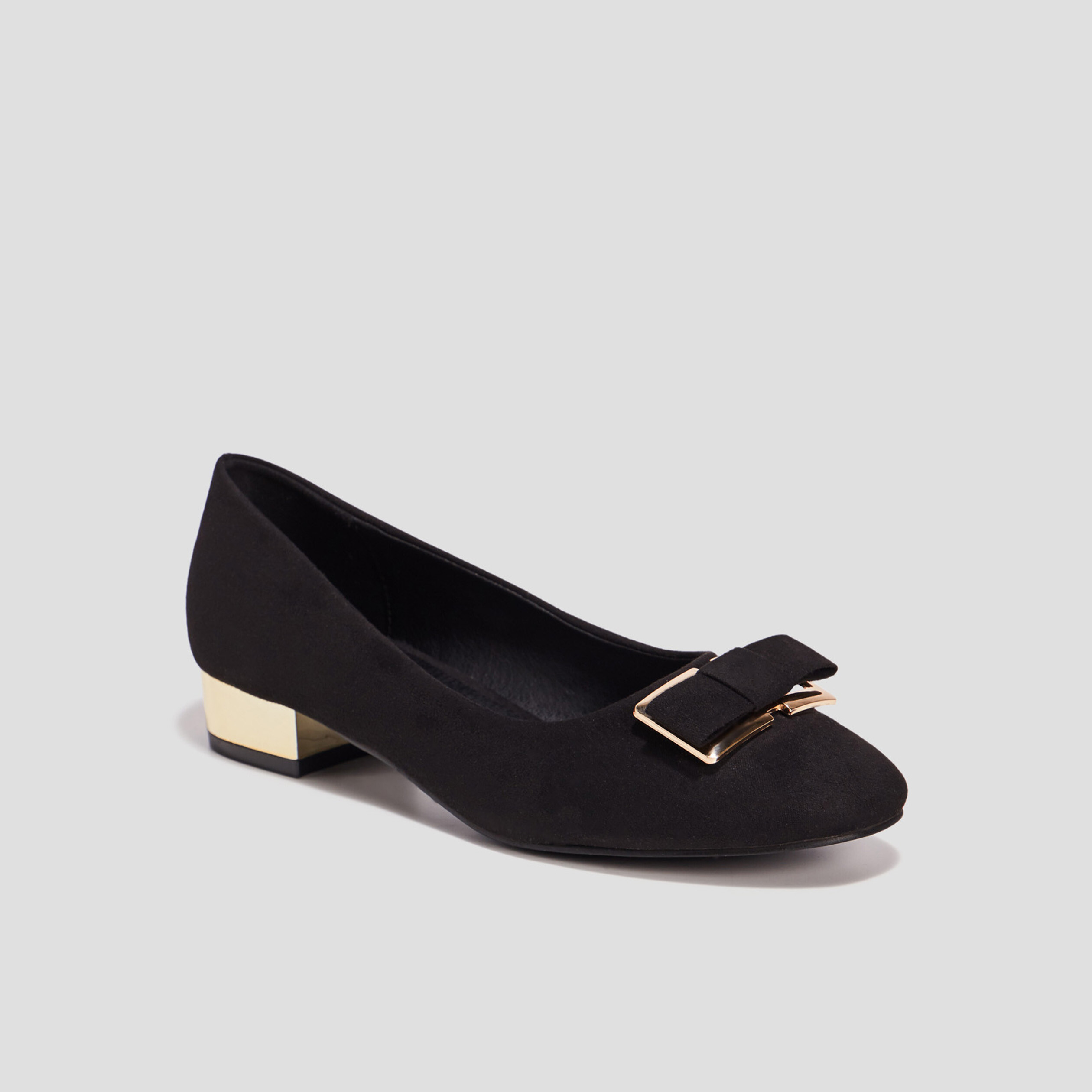 Ballerines à talon doré noir femme | La Halle