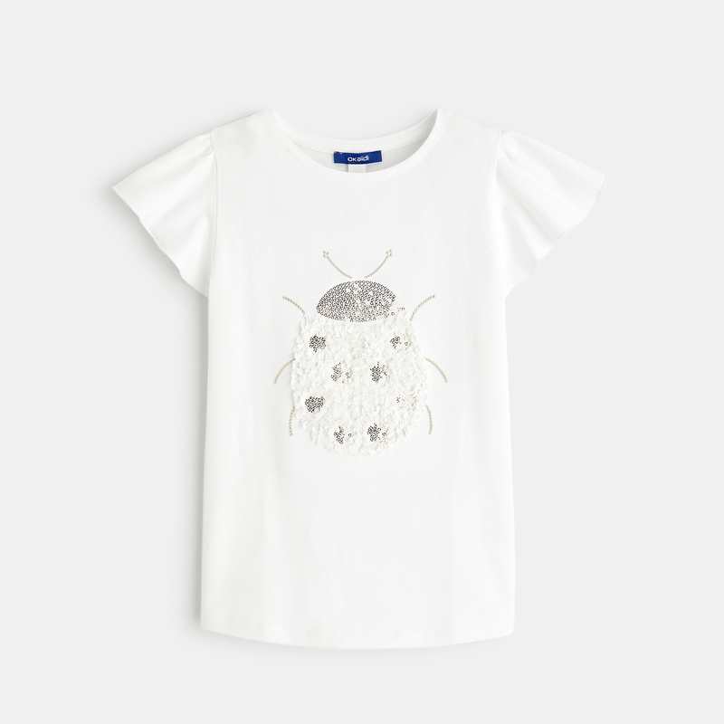 T-shirt à motif coccinelle blanc fille