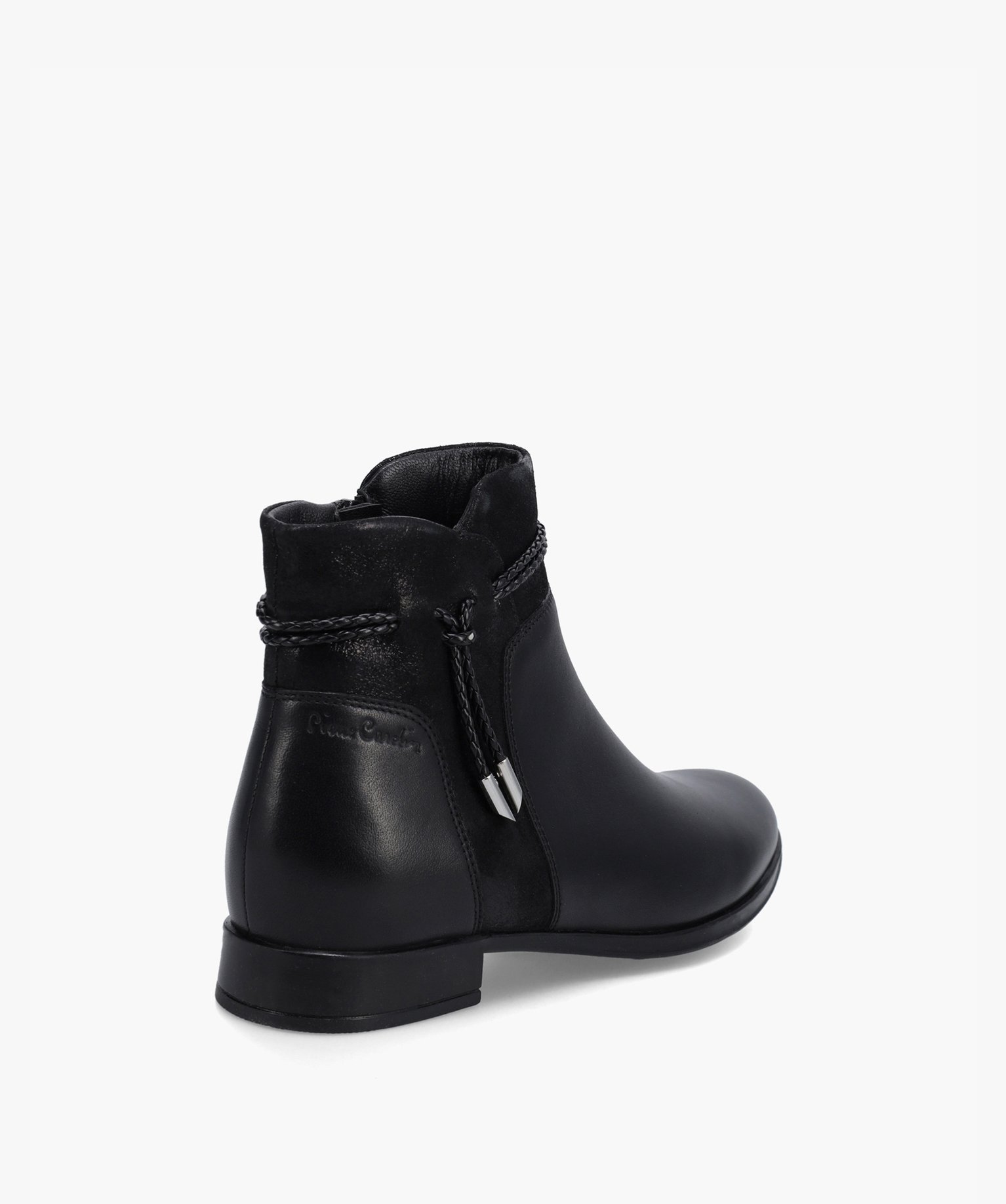 Boots femme dessus cuir uni et cuir fantaisie – Pierre Cardin noir | GEMO