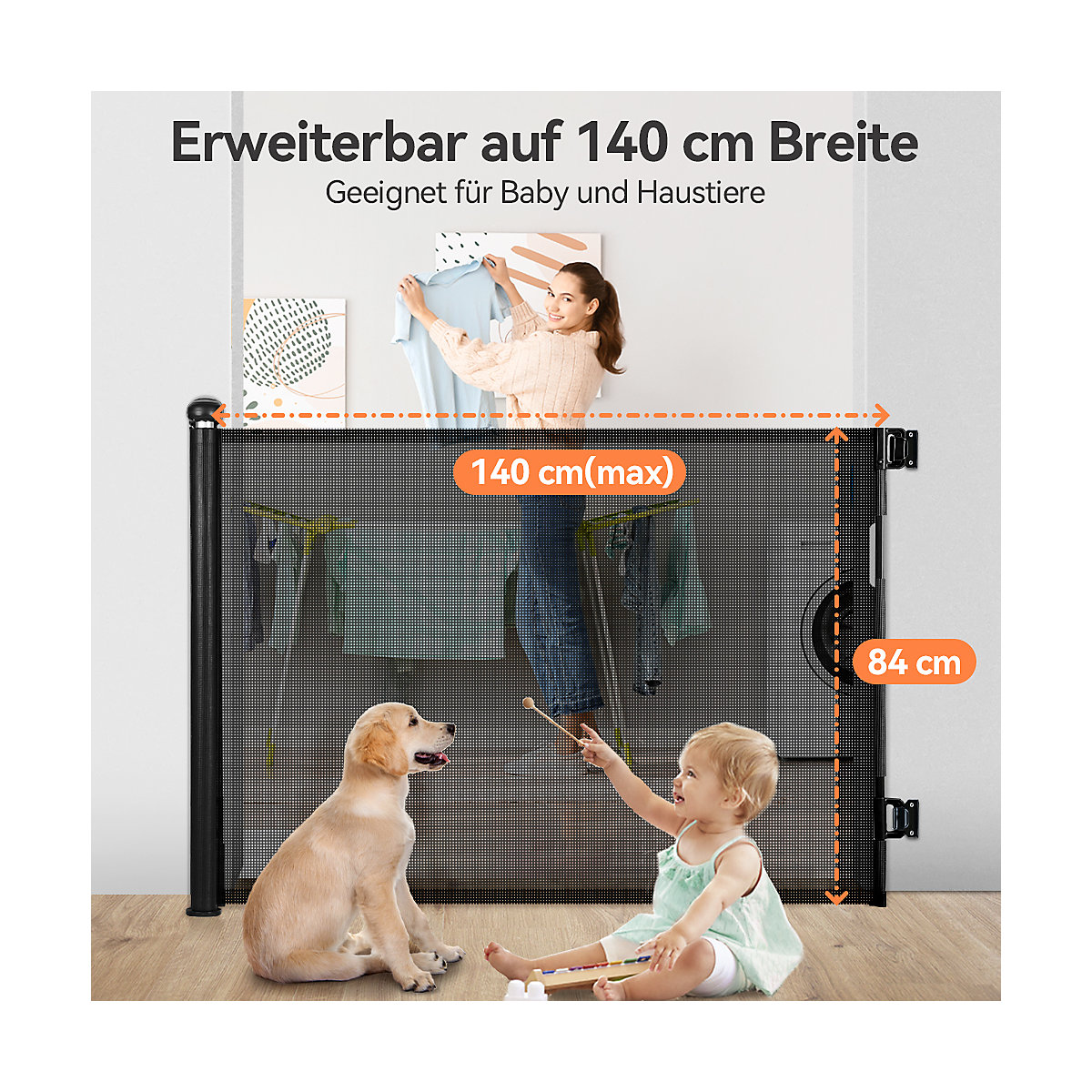 Einziehbare Schutztür Türschutzgitter 0-140cm