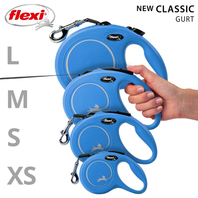 flexi New Classic Gurt-Leine S - blau, 5 m