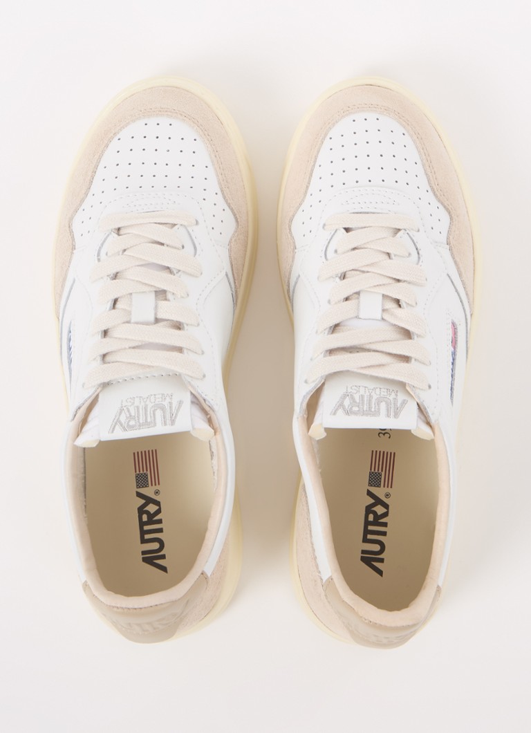 Skórzane buty sportowe Autry Medalist z detalami ze zamszu