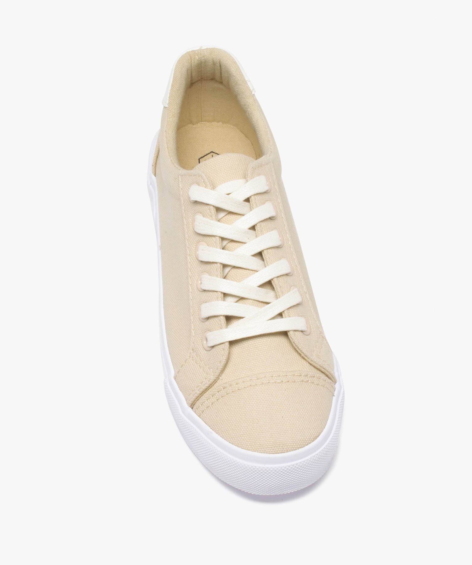 Baskets femme en toile unie à bout renforcé beige | GEMO