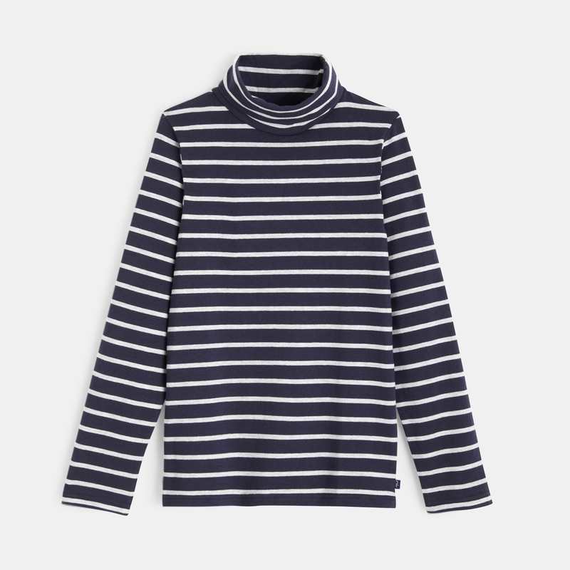 T-shirt col roulé rayé bleu garçon